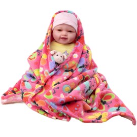 PinkZebra Cuddly Baby Blanket 70 x 100 cm, Bedspread, Buggy Blanket, Fleece Blanket, Baby Blanket for Pram, Throw Blanket, Fluffy, Butterflies