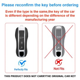 Leather Key Fob Cover Compatible with Boxster Cayenne Panamera Cayman Macan Carrera 911 991 Metal Key Protector-B Style (B-Black)
