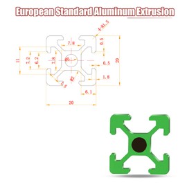QNK 10pcs 1220mm(48 ") T Slot 2020 Aluminum Extrusion European Standard Anodized Linear Rail for 3D Printer Parts and CNC DIY Green