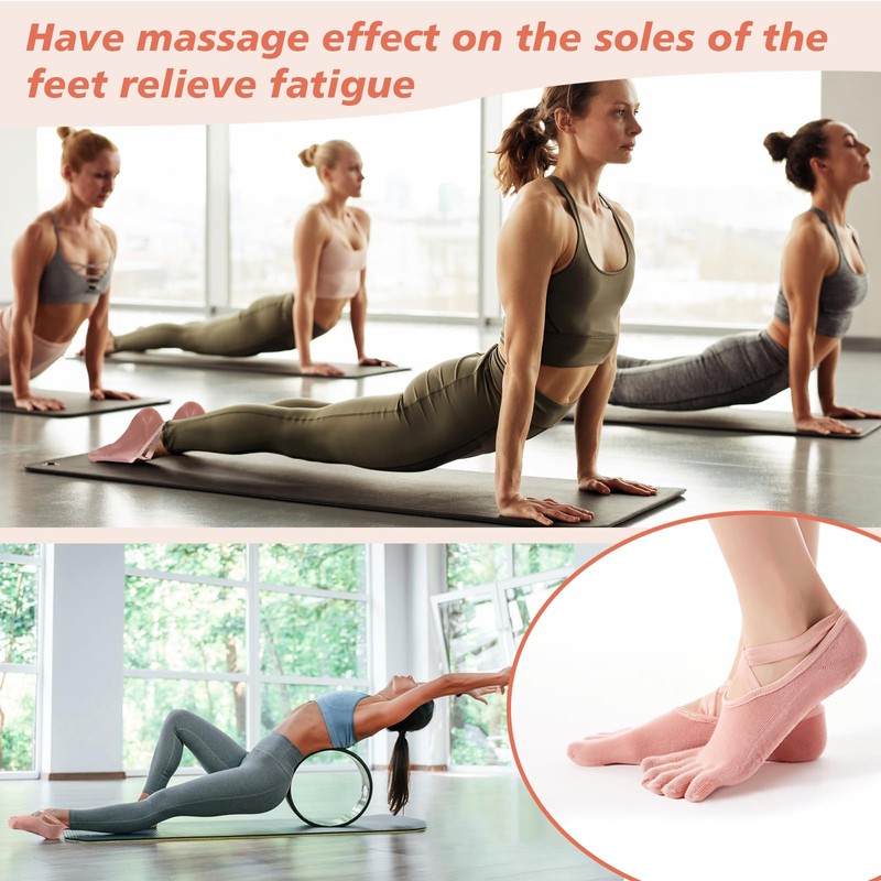 Leikedun Set di 4 paia di calze da yoga comode