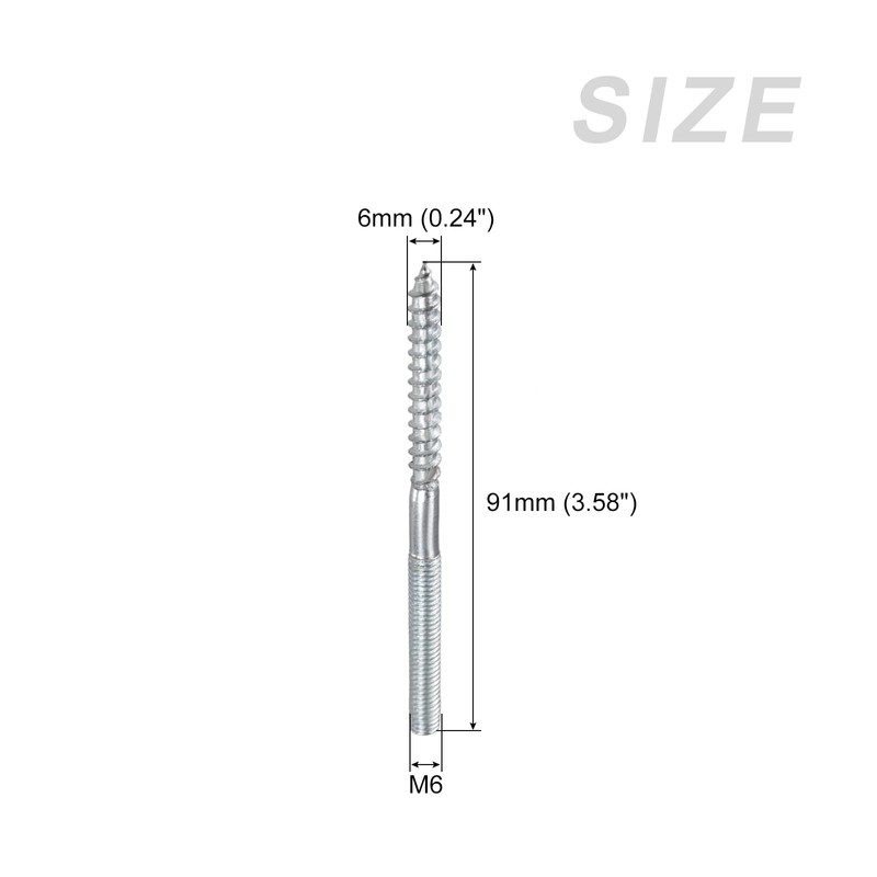 METALLIXITY 8pcs Double Head Screws (M6x91mm) Hanger Bolts Carbon Steel
