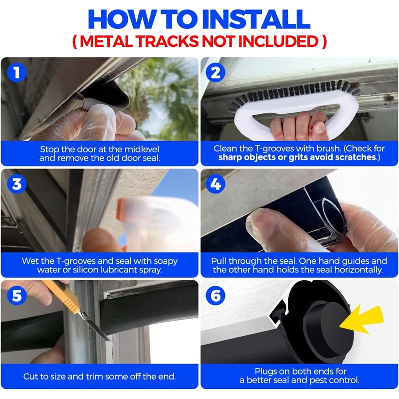 Holikme Garage Door Seals Bottom Rubber, Flexible EPDM Garage Door