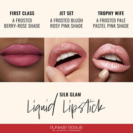Runway Rogue Silk Glam Liquid Lipstick Lip Trio, Long Wear Frosted Liquid Lipstick Pack, (‘First Class’, ‘Jet Set’, ‘Trophy Wife’)