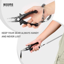 Booms Fishing T4 スパイラルコード ワイヤー入り尻手ロープ (6個 ブラック)