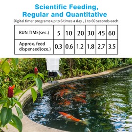 Pond Fish Feeder, Briidea Automatic Pond Fish Feeder, 4L Capacity, Animal-Proof Design, Low Battery Alert, Ideal for Daily Use and Vacation Feeding