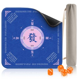 Thicken Durable Mahjong Mat, Mahjong Mat for Table 32.5" x 32.5", Waterproof, Non-Slip, Noise Reduction Comes with Carrying Bag, Gaming Mat for Mahjong, Poker, Board Games and Dominoes (Blue)