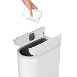 simplehuman Diaper Can with Odorsorb System (Odorsorb Pods and Odorsorb Liners), 18 Liter/ 4.8 Gallon, White Stainless Steel