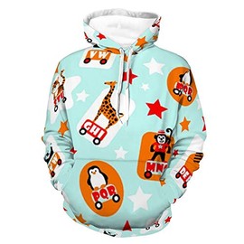 Men's Women's 3D Printed Unisex Long Sleeve Lightweight Hoodie Outdoor Holiday Outfit, Animal ABC, s