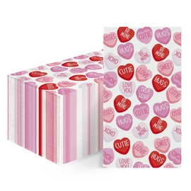 Horaldaily 100 Valentine Disposable Paper Decorative Guest Napkins, Pink Tiny Heart Hand Towel for Party Lunch Dinner Kitchen Bathroom