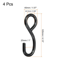 sourcing map Ratchet Strap S Hook Load 1102 Lbs 106mm Length for 1" Tie Down Strap Webbing Car Truck Trailer Pack of 4
