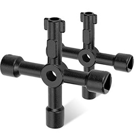 HAUTMEC 4 Way Multi-functional Universal Cross Key Zinc Alloy Plumbers Electricians Valve Tools Black Keys, 2 Pack HT0099-SY-2US