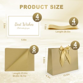 TUXIYA Gift Bag, 4PCS 12.6" x 9.8" x 3.9" Gift Bags with Handle and Bow Ribbon Large Gift Bags with Tissue Paper and Cards, Birthday Gift Bags,Present Bags for Wedding Party Mothers Day