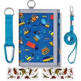 Kids Wallets for Boys & Girls Ages 4-18, Toddler Trifold Truck Wallet With 9 Card Holders, Novelty Wallet for Children's Birthday Gifts