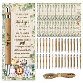 30 Pcs Jungle Baby Shower Gifts, Gender Reveal Souvenirs Prizes, Baby Shower Favors for 30 Guest, Included Bamboo Pens Greeting Cards, Woodland Animal Gender Reveal Party Decorations