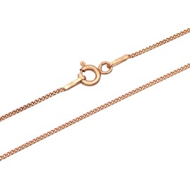 Curb Chain 925 Sterling Silver Rose Gold-Plated 1.0 mm Wide Choice of Lengths 36 40 45 50 55 60 cm Silver Chain Rose Necklace Women's, Silver, No Gemstone
