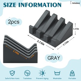 MrBullock Silicone Soap Dish for Bar Soap Holder for Shower Bathroom Self Draining Waterfall Drying Tray Keep Soap Bars Dry Clean & Easy Cleaning (Grey, 2) Btbfami soap Dishes