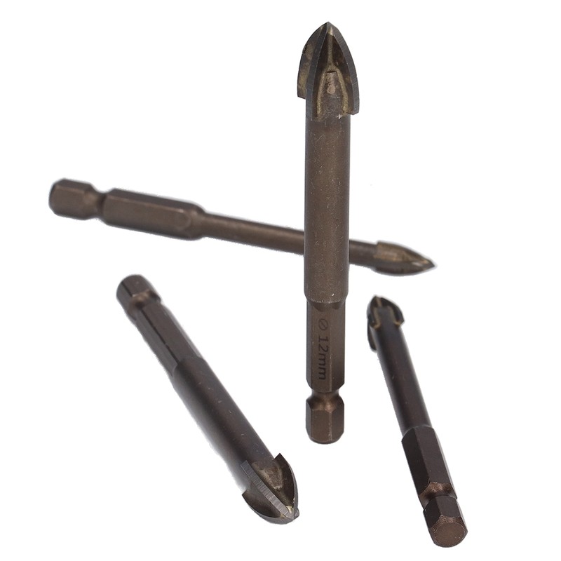 5Pcs Cross Hex Drill Bit Carbide Glass Drills Bits Concrete
