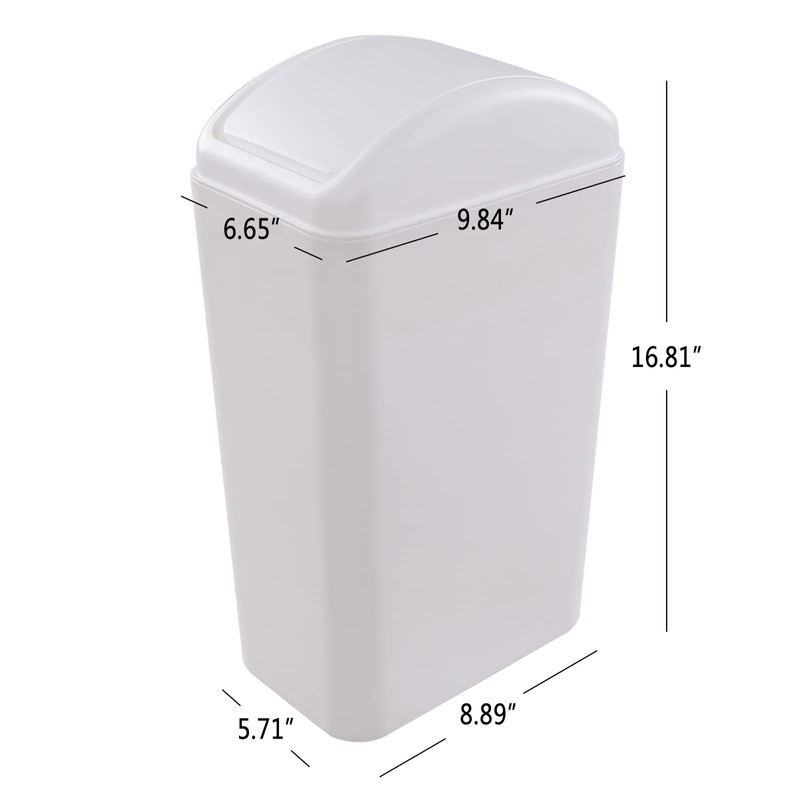 Vababa 1 Pack 3 Gallon Plastic Swing Top Trash Can,
