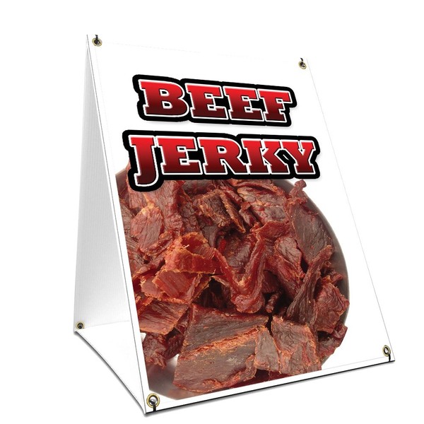 A-Frame Sidewalk Beef Jerky Sign with Graphics On Each Side