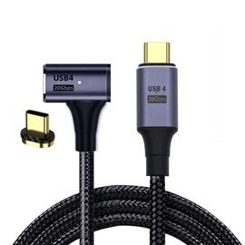 xiwai 20Gbps Straight to Left Right Angled 90 Degree Magnetic Male to Male USB4 Cable with 100W Charging and 8K@60Hz 5k@60Hz USB4.0