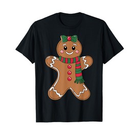 Cute Gingerbread with Bow Christmas Costume Xmas T-Shirt