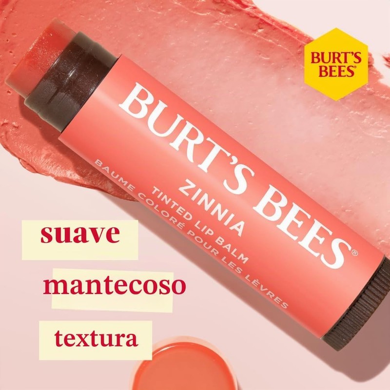 Burt's Bees Tinted Lip Balm, Zinnia, 1 Pack
