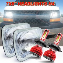 AQJ Fit Chevy Express Cargo Van 1500 2500 3500 Pair 5x7 LED Headlight Hi/Lo DOT