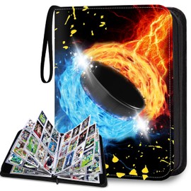 TsuiWah Hockey Card Binder 9-Pocket, Trading Card Binder, Sports Card Album Fits 900 Cards with 50 Removable Sleeves, Zipper Collectible Card Holder Organizer for Hockey, MTG, TCG Sports Trading Cards