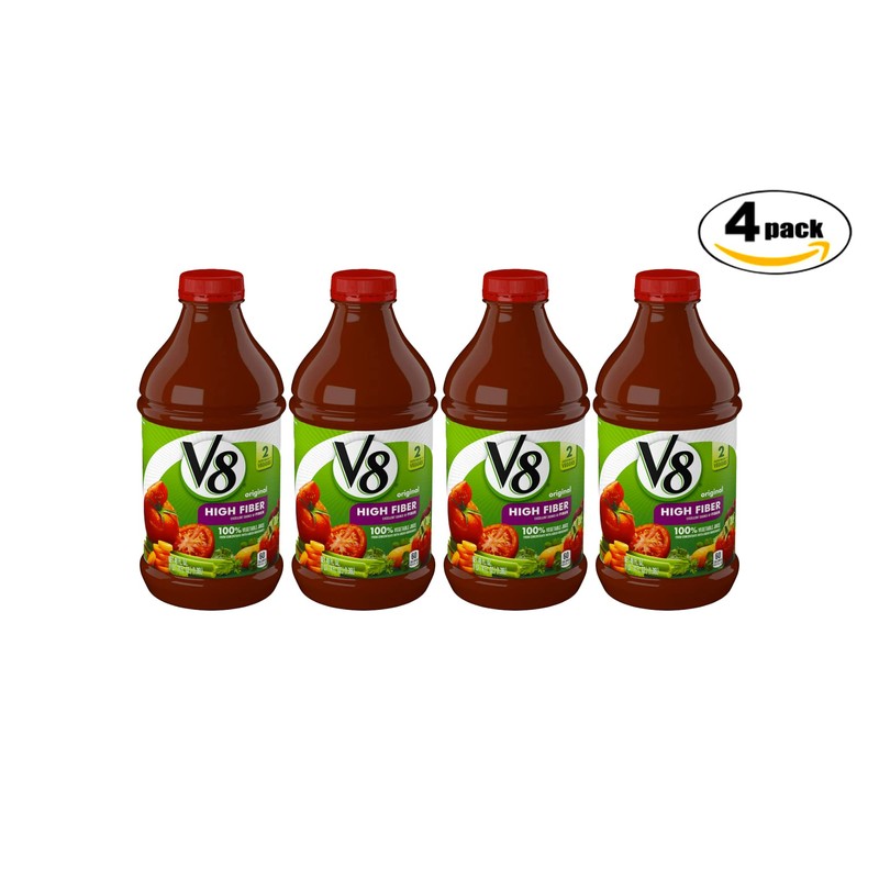 V8 High Fiber 100% Vegetable Juice, 46 oz. Bottle, 4