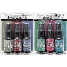 Tim Holtz Distress Mica Stain 2022 Limited Edition - Christmas Set #3 & Set #4 - Six 1 Ounce Bottles, TSCK81159-TSCK81166