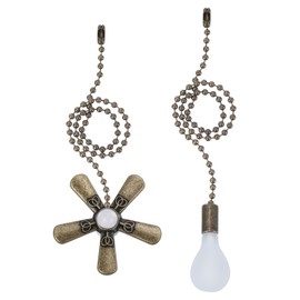 uxcell 13 Inch Ceiling Fan Pull Chain Extender Sets, 2 Pcs Beaded Ball Fan Pull Chain with Decorative Light Bulb and Fan Cord for Ceiling Light Lamps Fan, Bronzy