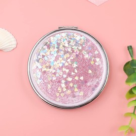 UUYYEO Compact Cosmetic Mirror Round Pocket Makeup Mirror Folding Mini Mirror Double Sided Travel Makeup Mirror Portable Hand Mirror Pink