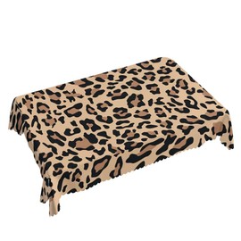 Walmsco Tablecloth Brown Leopard Pattern Decor For Dining Room Kitchen Rectangular Table Cover 132 * 178cm