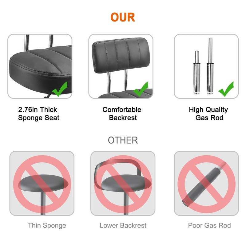 JOSTZHXIN Office Desk Chair with Wheels, Rolling Stool with Backrest