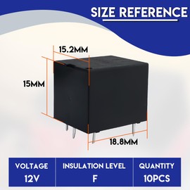 Innfeeltech 10pcs Power Relay JQC-3F 5 Pin DC 12V Mini SPST Power Coil Relay for Electric Circuit Protection