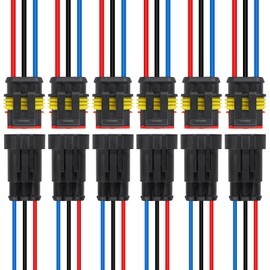 DIANN 6 Sets 3 Pin Connector Waterproof Connector Male and Female Electrical Connector 16 AWG Wire for Car Truck, Boat and Other Wire Connection
