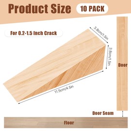 Lainballow 10 Pcs Wooden Door Stoppers, Wood Wedges, Non-Slip Wood Door Wedges for Bottom of Door, Triangle Wood Blocks for Chair Caning, Firefighter Door, Home, Office