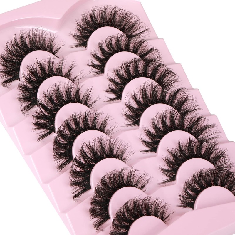 Mink Lashes Fluffy 6D False Eyelashes 17mm Wispy Cat Eye