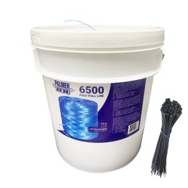 ATERET PL6501 Poly Pull Line Bundle - 210 lbs Tensile Strength, Polypropylene Twine Line - 6,500 Ft in Bucket & Reusable Lid w/ 100 Black Zip Cable Tie