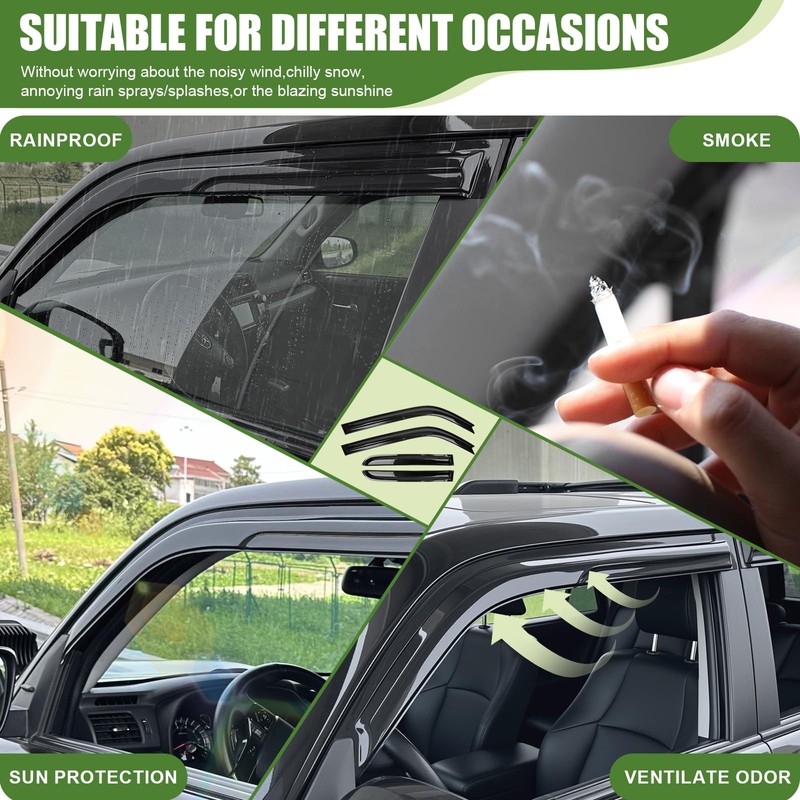 Qyebbk Window Visors Rain Guards for 2010-2022 Toyota 4Runner, Side