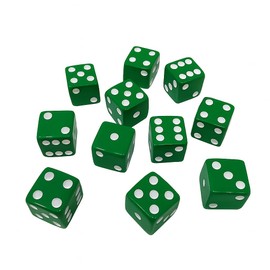 Hobby Monsters 10 Piece16mm Game Dice (Green with White Pips)