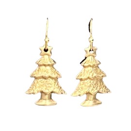 Etched Gold Brass christmas Dangle Earrings Holidays Christmas Festive Jewelry Earrings for Women #3298FE169