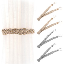SYEYCW 4 Pcs Curtain Tie Backs, Hand Knitting Curtains Braided Tiebacks, Simple Type Curtain Tie Backs and Accessories, for Home, Office, Restaurant, Bar, Office, Hotel Window Decoration, 2 Colors