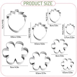 JarThenaAMCS 8Pcs Strawberry Daisy Cookie Cutter Cute Fruit Flower Shape Cookie Cutting Molds Biscuit Cutters for Spring Birthday DIY Craft Baking Supplies