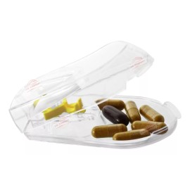J.H. Company Pastillero Portatil Con Cortador De Pastillas Transparente