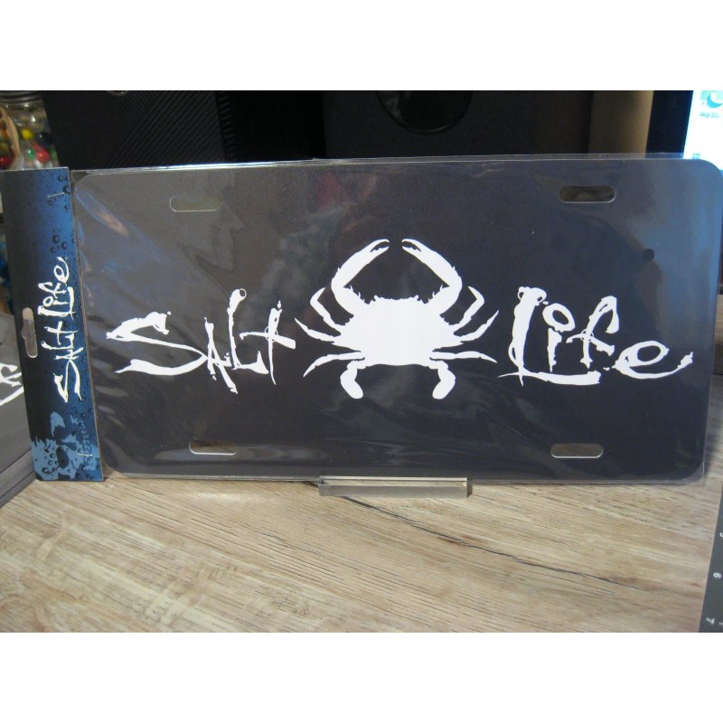 Salt Life License Plate - Crab - Black & White