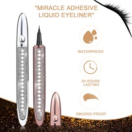 ICORIC Magnetic Liquid Eyeliner Smudge Resistant Liquid Eyeliner Waterproof - Long Lasting Eyeliner Liquid Liner Black, Quick Drying Eyeliner (2 PCS)