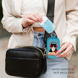 Hand Sanitizer Spray Case, Compatible with Touchland Hand Sanitizer Spray, Portable Hand Sanitizer Holder, Mini Pouch, Fashion Accessory Keychain with Snap Hook Hand Sanitizers 1FL. OZ., Cat Studying