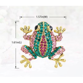 Gyn&Joy Crystal Rhinestone Pink Green Multi Color Frog Fashion Jewelry Pendant Pin Brooch (Green)
