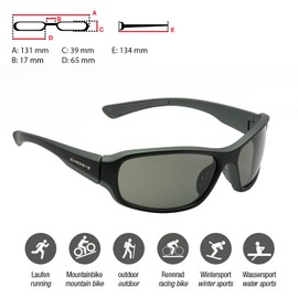 SWISSEYE Freeride Sports Glasses (100% UVA, UVB and UVC Protection, Nose Area & Temple Ends, Rubberised, Shatter-Free Material TR90, Includes Microfibre Bag), Black/Grey Metallic Matte